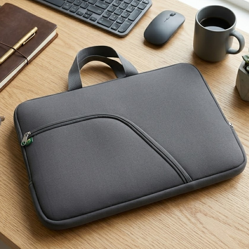 Pasta Case Preta para Notebook 14", 15" e 17" Bolsa Resistente com Bolso Externo e Design Casual