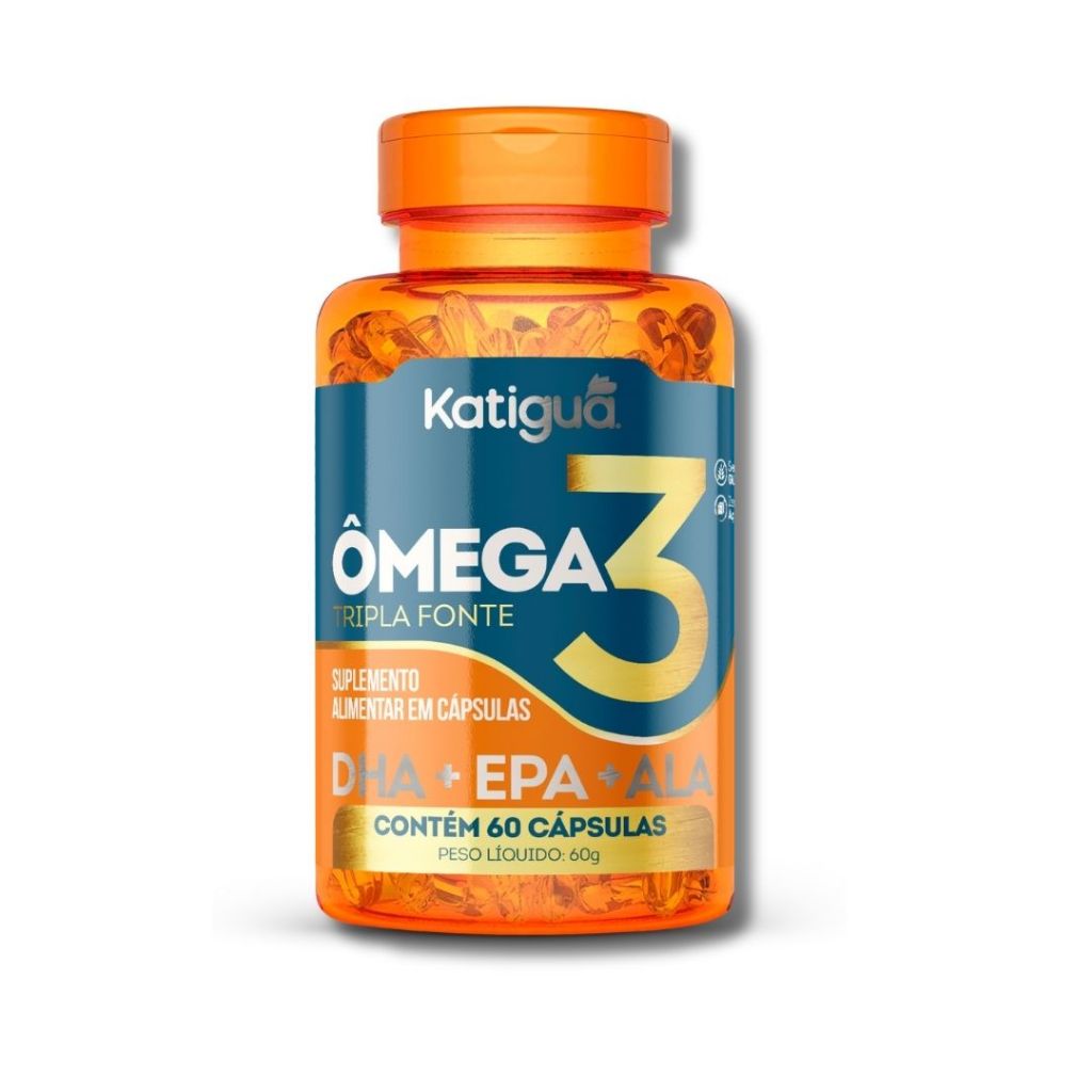 Ômega 3 Tripla Fonte Katiguá 60 Cápsulas EPA DHA ALA Óleo de Peixe 1250mg