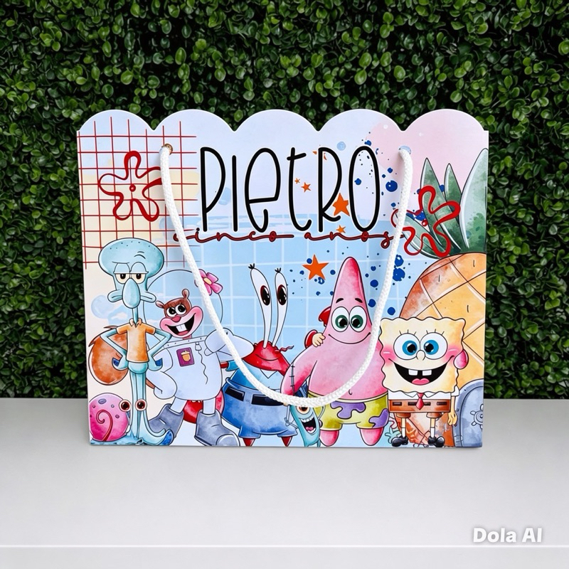 Sacolinha BOB ESPONJA Personalizada / Bolsinha Lembrancinha Aniversário / (PEGUE E MONTE)
