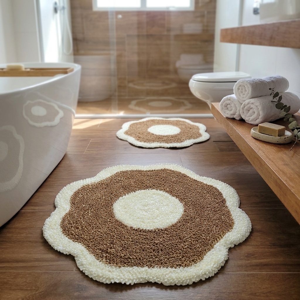 Tapete FruFru Flor Grande 0,90x0,90 Sala Quarto Cozinha Banheiro