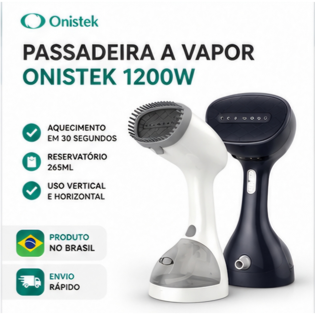 Passadeira A Vapor Portátil Onistek 1200W Vaporizador De Roupas 265ml Bivolt 127V 220V Vapor Forte
