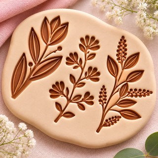 Kit 3 Carimbos Para Cerâmica Flores Argila 7CM Massas Artesanato  Floral