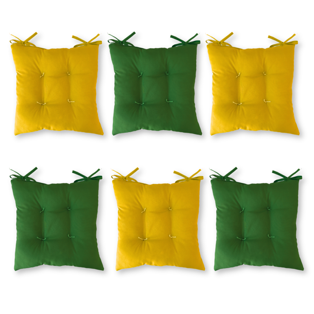 Kit Almofadas Futon 40x40cm Copa do Mundo Verde Amarelo Cadeira Decorativo Torcedor Brasil Hexa