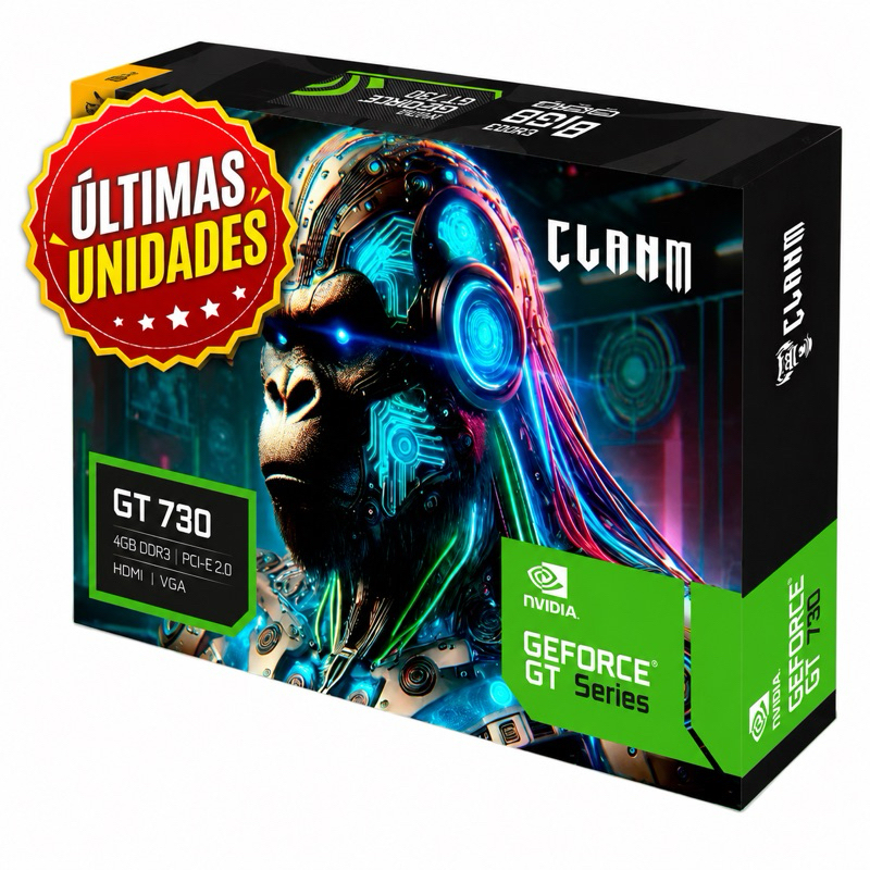Placa de Vídeo GT 730 4GB DDR3 128bit Clanm HDMI VGA DVI PCIe 2.0 PC Computador