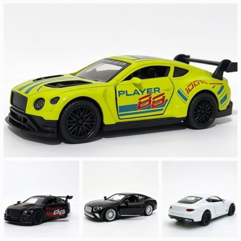 Miniatura Carro Ferro Luxo Bentley Continental GT Carrinho Metal Novo Modelo Escala 1:36 Abre Portas