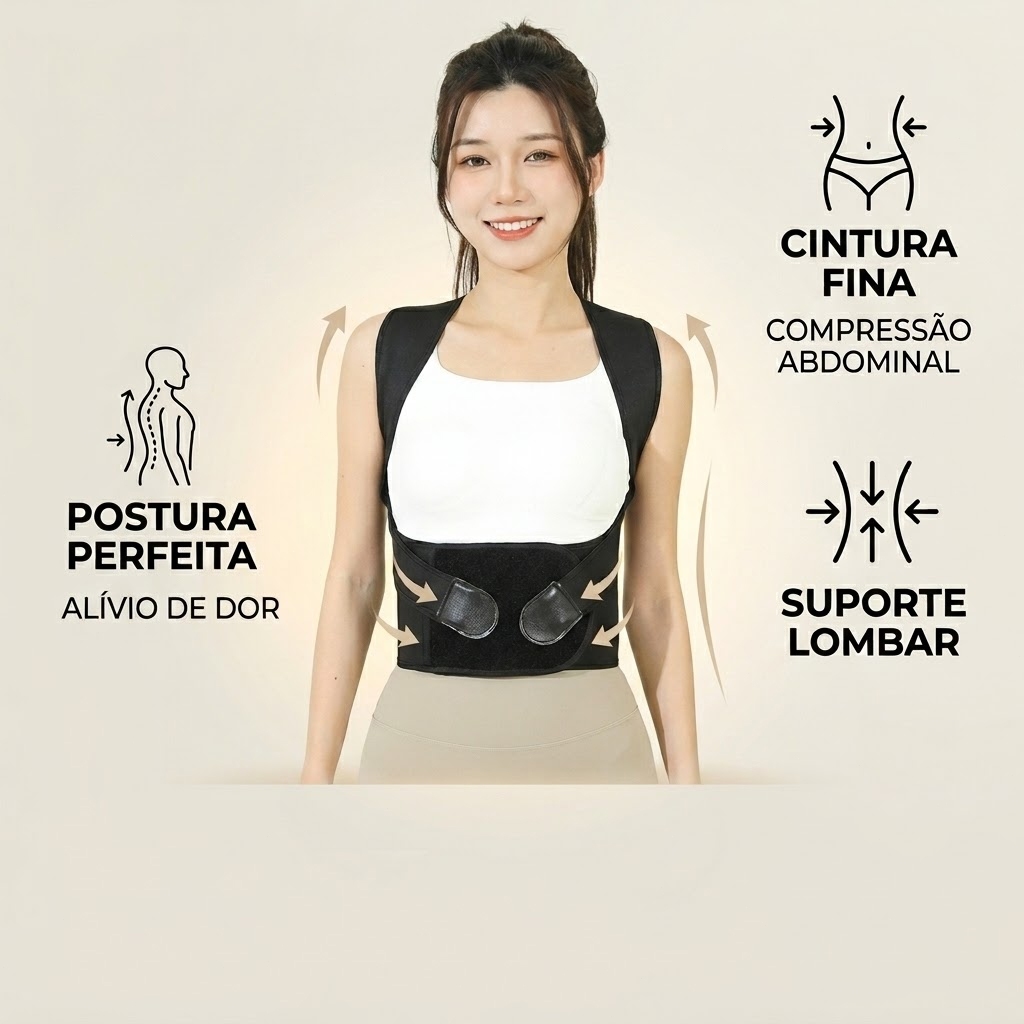 Colete Corretor de Postura Ortopédico Ajustável Cinta para Coluna e Ombros Feminino Masculino