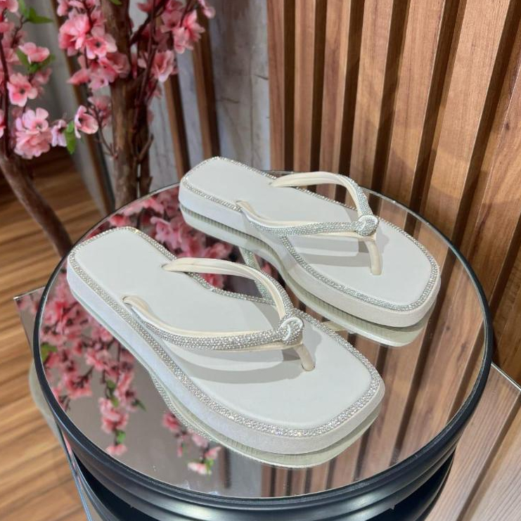 Sandalia Feminina Nó Macia Casual Brilhante Strass