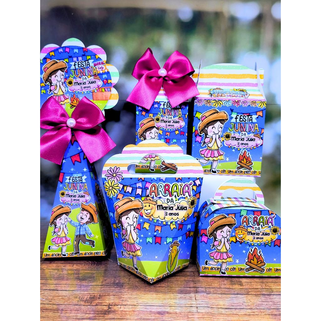 Lembrancinha Festa Junina menina- Personalizados Festa Junina- Caixinha Aniversario Festa Junina Kit caixas Festa Junina