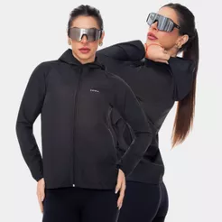 Jaqueta Corta Vento Feminina Casual Ziper Capuz Bolso Skate Esportiva Caminhada Camping Trilha Trekking Beach Tennis