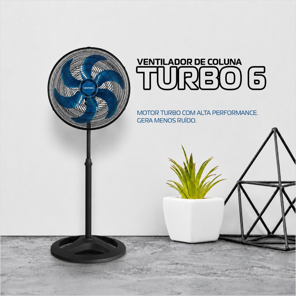 Ventilador Ventisol 50cm Ventilador Coluna 6 Pás Turbo 6 Ventilador Potente Silencioso Alta Vazão · foto 2