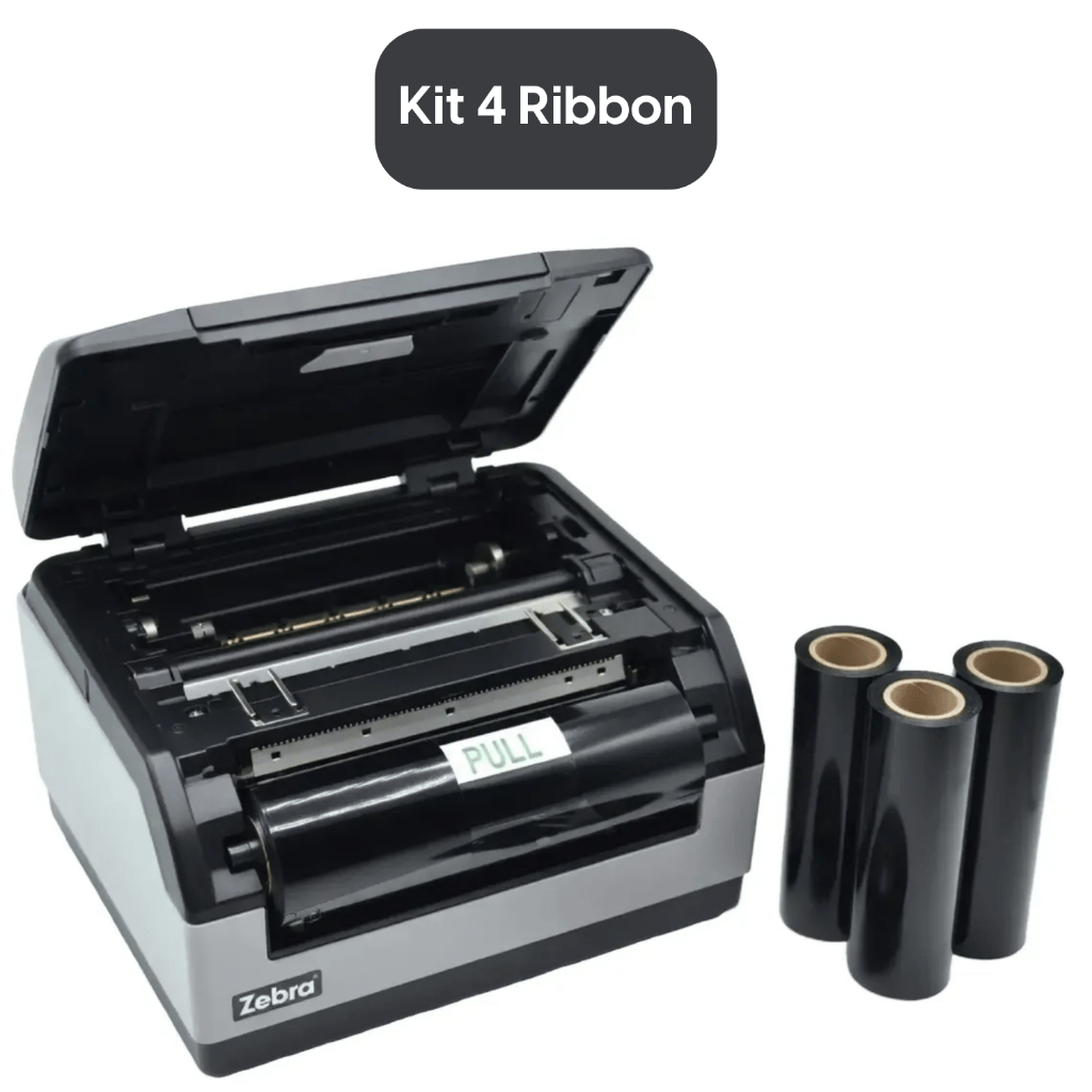 Kit 4un Ribbon Cera Para Impressora Zebra Argox Elgin L42 Pro 110x74 Atacado Premium