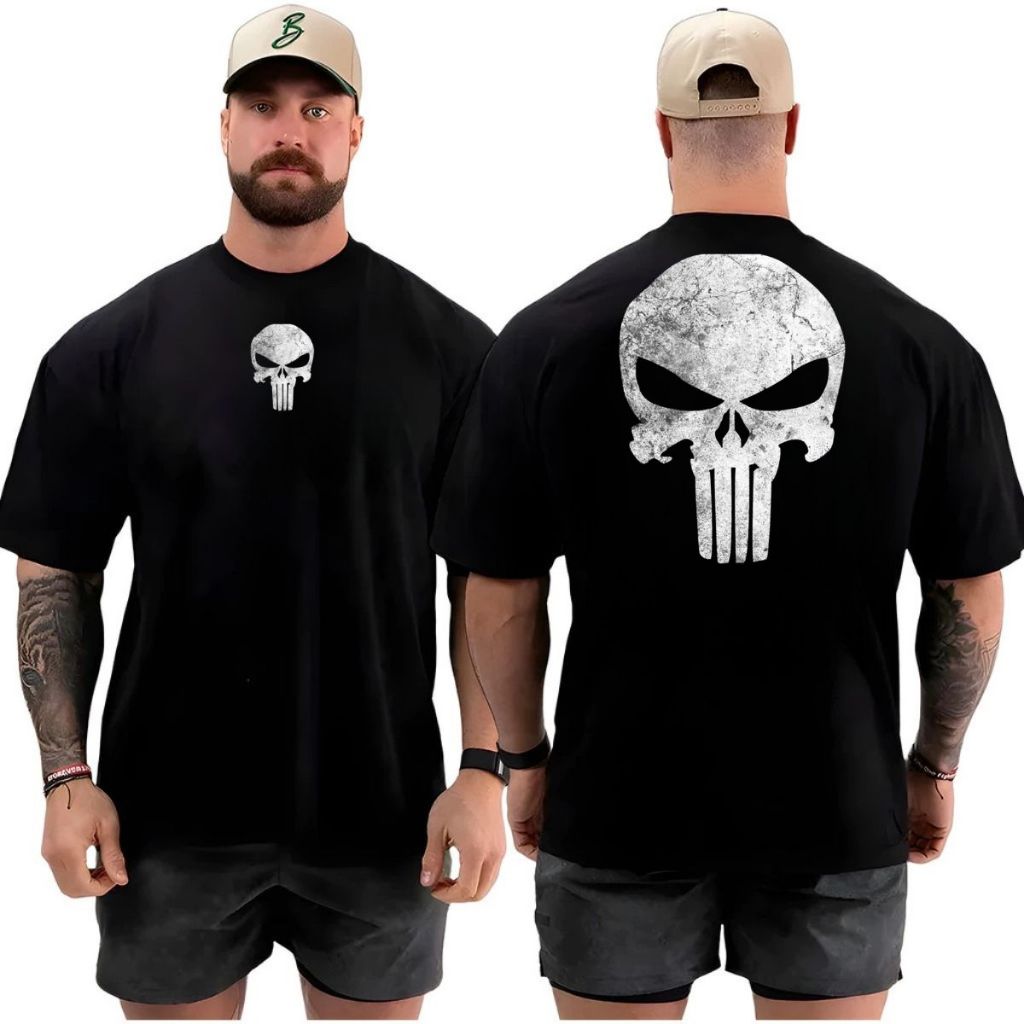 Camiseta Camisa Oversized Top para Academia Musculação Fuck you Streetwear 100% Algodão caveira