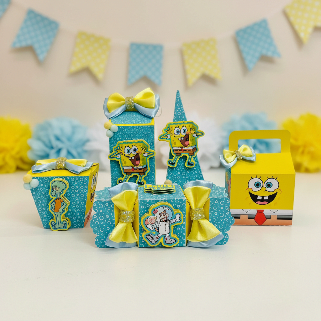 ENVIO RÁPIDO Kit Festa Bob Esponja Caixas personalizadas lembrancinha Aniversário Infantil