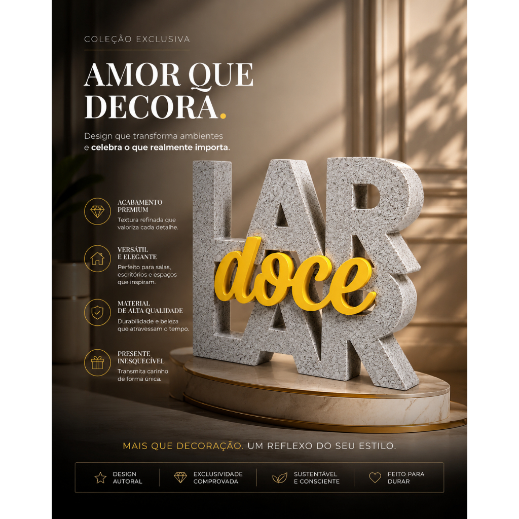 placa lar doce decorativa enfeite casa decoração sala estante mesa presente criativo casa moderna