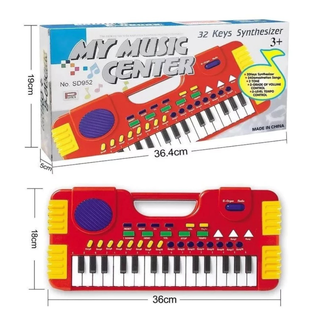 Teclado Piano Musical Infantil com Sons Eletrônicos 32 Teclas VERMELHO — imagem 2 de 2