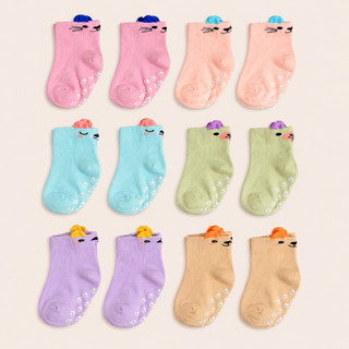 Kit 6/12/24 Pares Meias Antiderrapantes Bebê Menina 0–24 Meses Cores e Estampas Sortidas