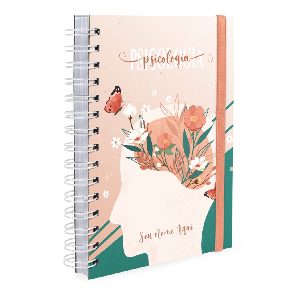 Agenda Plus 2027 Capa Dura Personalizada Profissões Floral Psicologia Verde