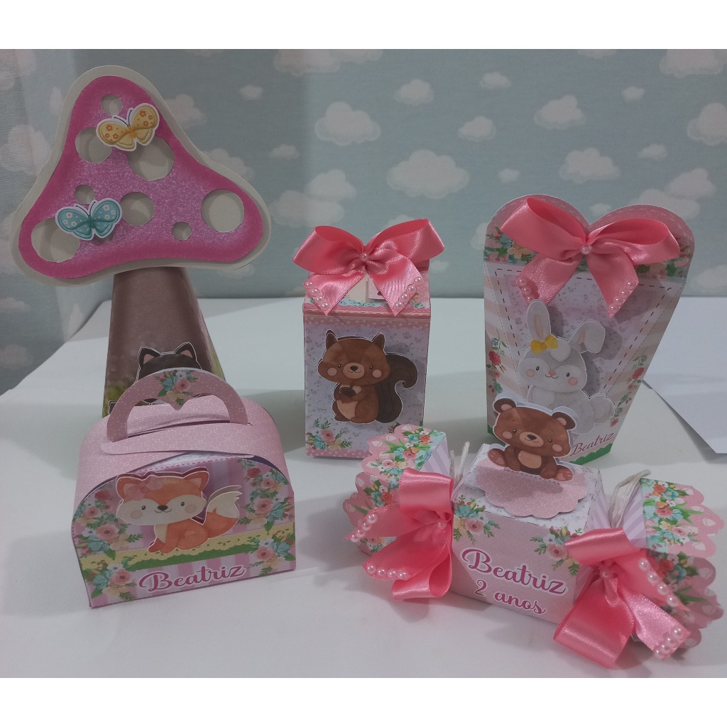 Kit Caixinhas Personalizadas para Festa Infantil | Lembrancinha de Aniversário | Tema Bosque