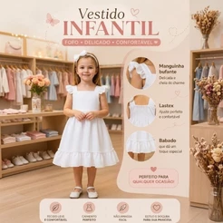 Vestido Infantil Menina Festa Rodado com Lastex nas Costas Princesa 2 a 10 Anos