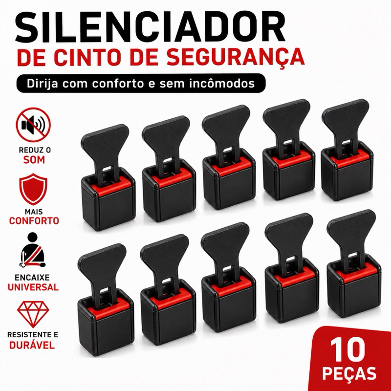 Silenciador De Cinto KIT  Fivela Lingueta Clip Cinto de Segurança Anti Alarme Sonoro Universal Carro