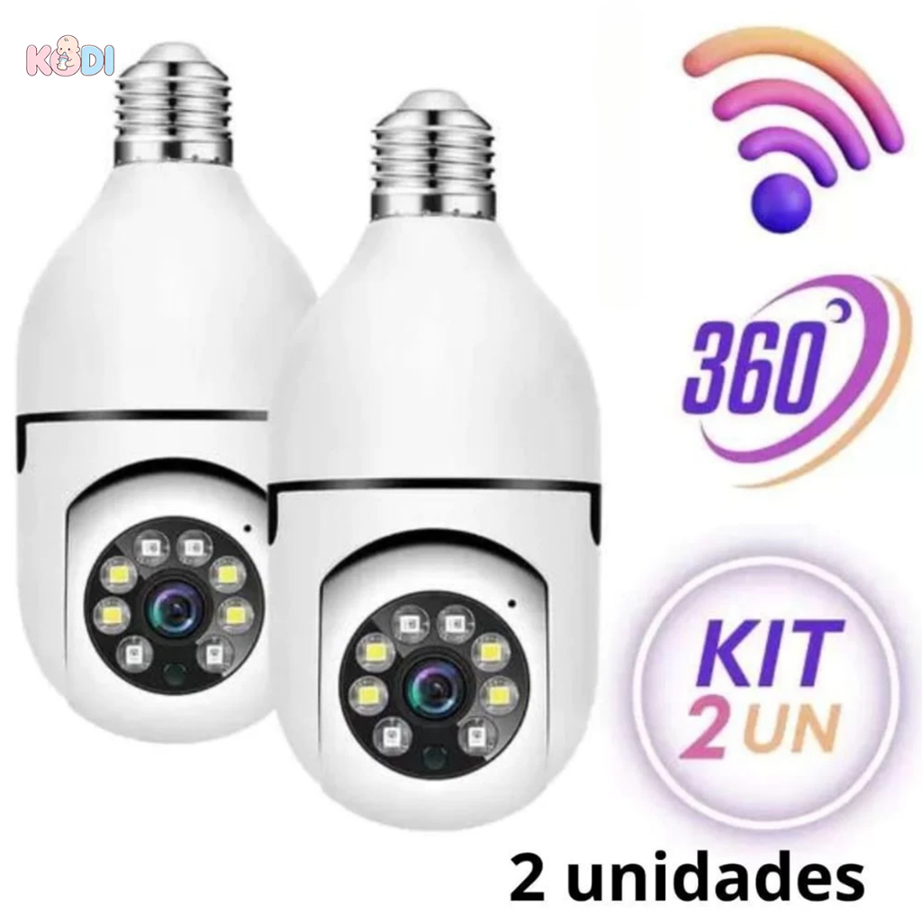 Kit 2 Câmera Segurança Wifi Ip Sem Fio 360 Com Encaixe Lâmpada Bocal Aplicativo Full HD Visão -G4