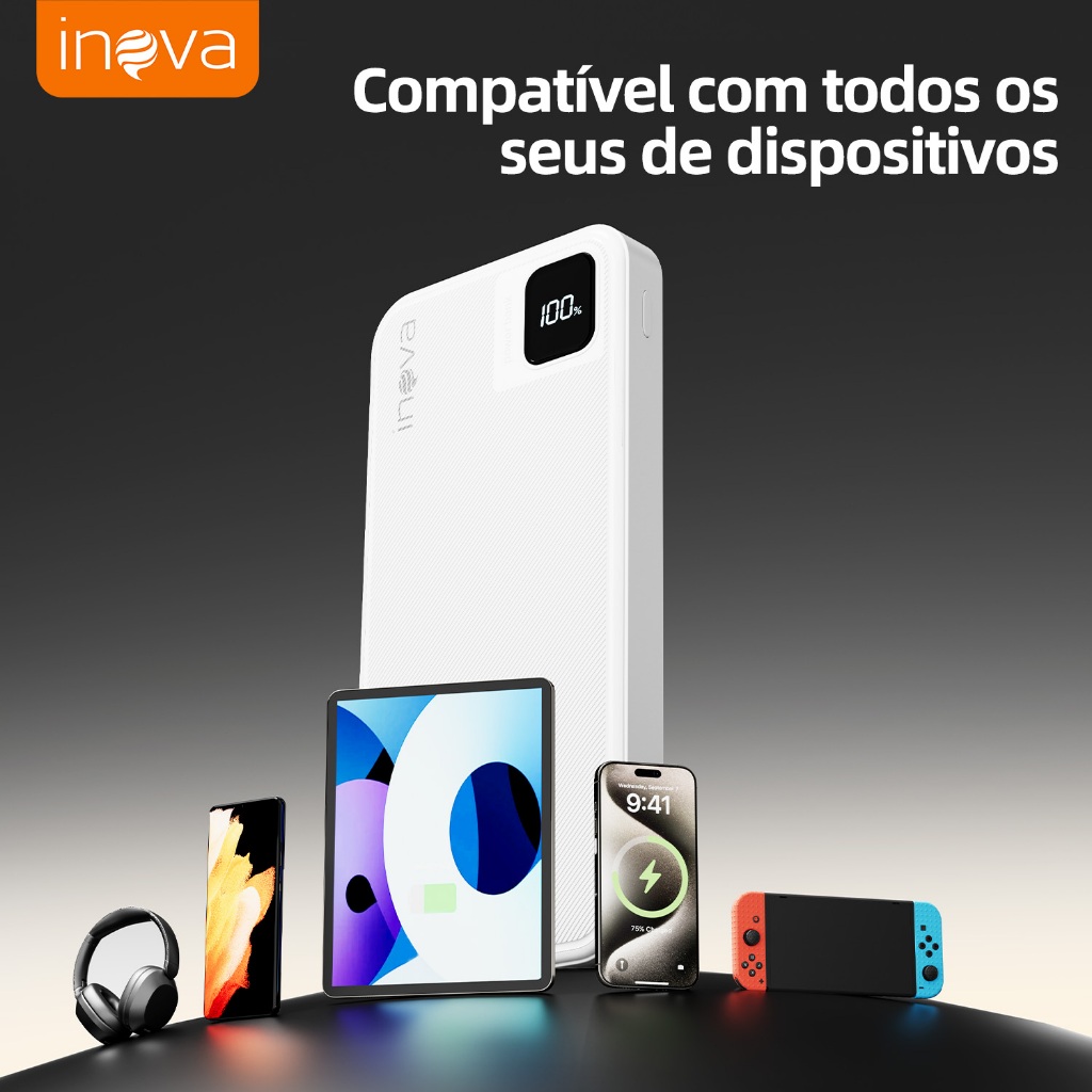 Inova Carregador Power Bank 22,5W Portátil 20000mah/10000mah  Universal carregamento rápido Saida 2 Cabos — foto 7