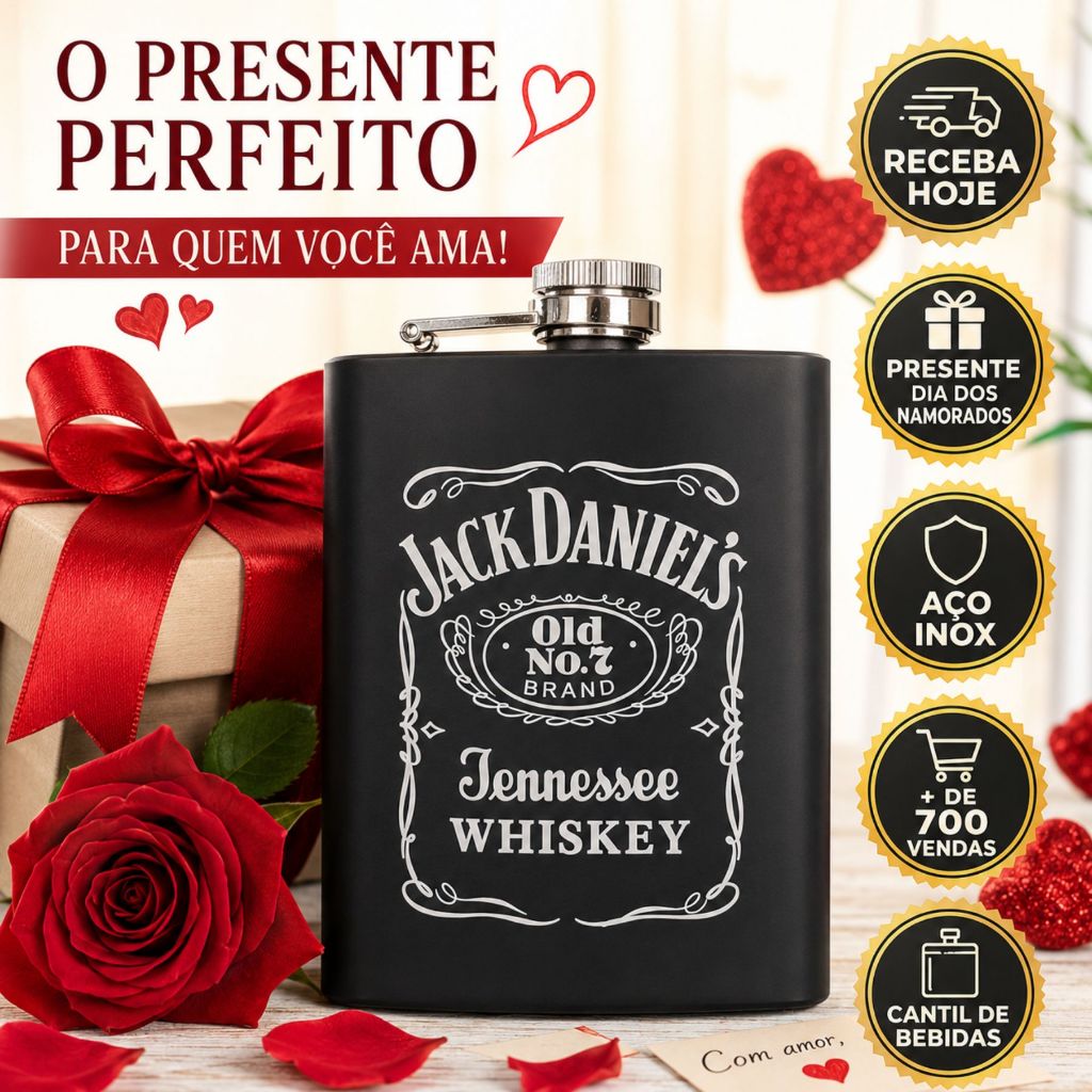 Cantil Porta Bebida De Bolso Inox de 180mL á 240mL Para Whisky Vodka - Presente Dia dos Namorados