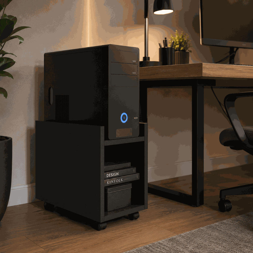 Suporte para Gabinete CPU com Rodas - MDF - Rodas - Nobreak - CPU