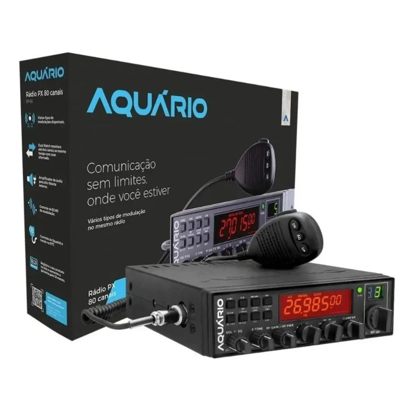 Rádio PX Aquário 80 Canais AM SSB Comunicação Potente Longo Alcance Profissional