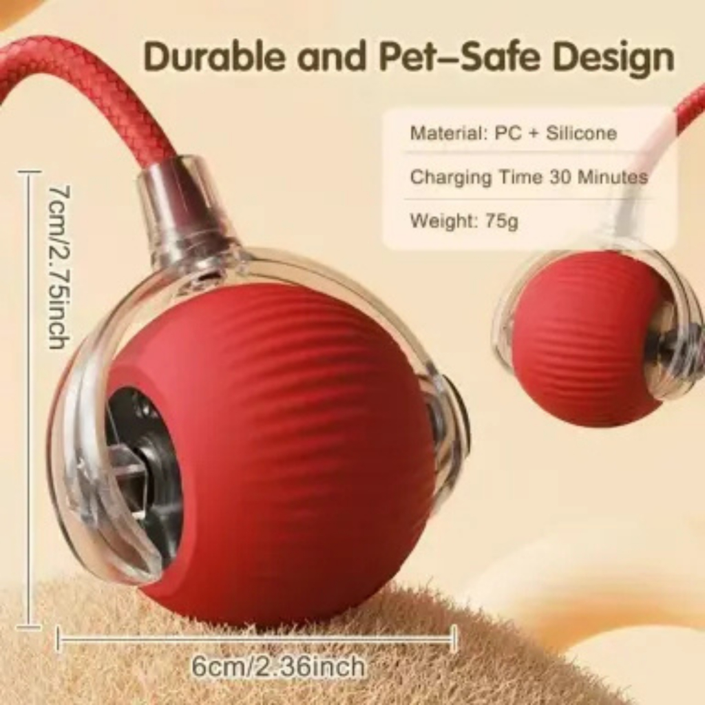 Brinquedo Automático Inteligente para Gatos e Cachorros  Recarregável - Rolamento Automático Bola interativa com Sensor