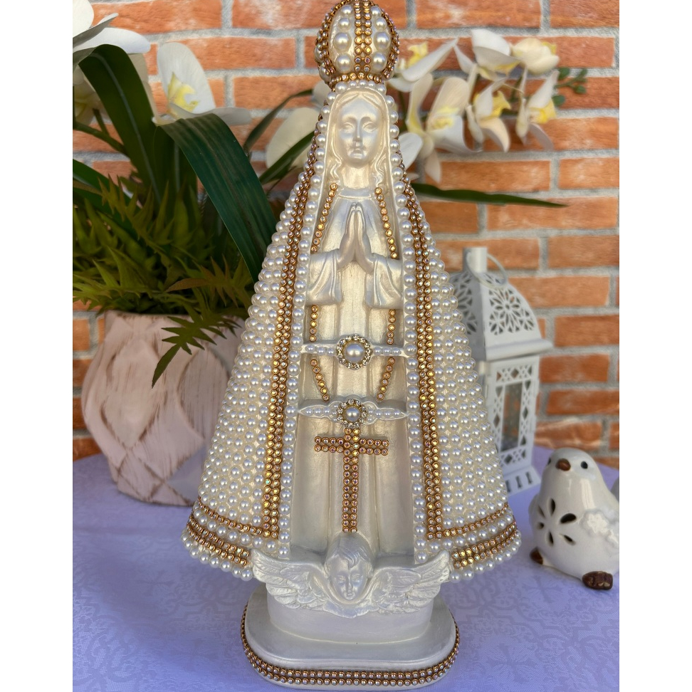Imagem Nossa Senhora Aparecida com Pérolas e Strass 30cm