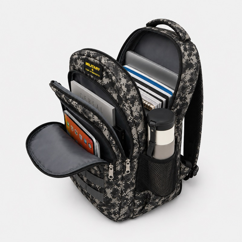 Mochila Militar Camuflada Nootebook 18" | Estilo Tático | Espaço e Resistência Costura Dupla