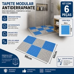 06 Tapete modular emborrachado box banheiro antiderrapante vestiário 30x30cm sauna