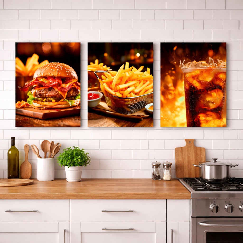 Quadros Placas Decorativas Mdf Hamburguer Batata Lanchonete — imagem 2 de 2
