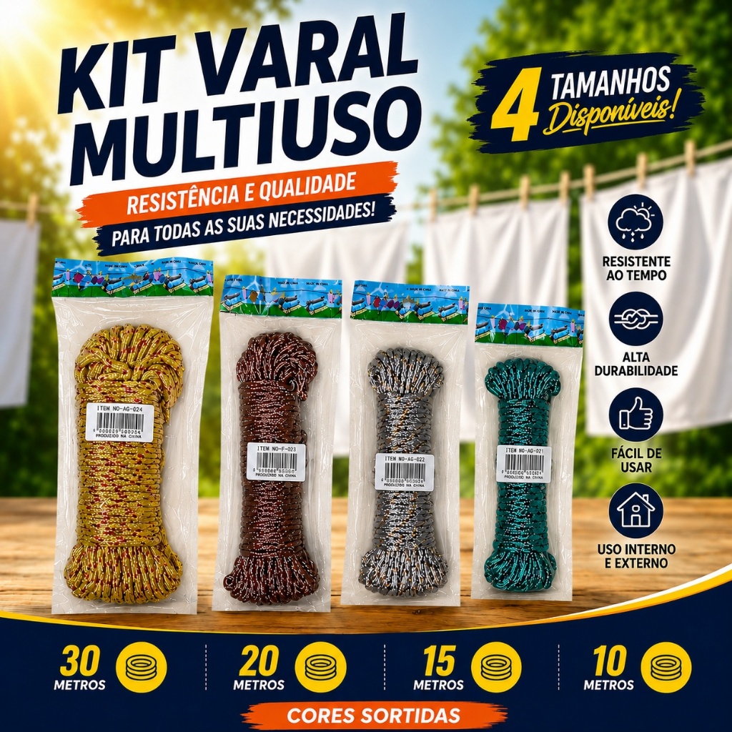 Cordas Multiuso 10/15/20/30 Metros Super Resistente para Varal