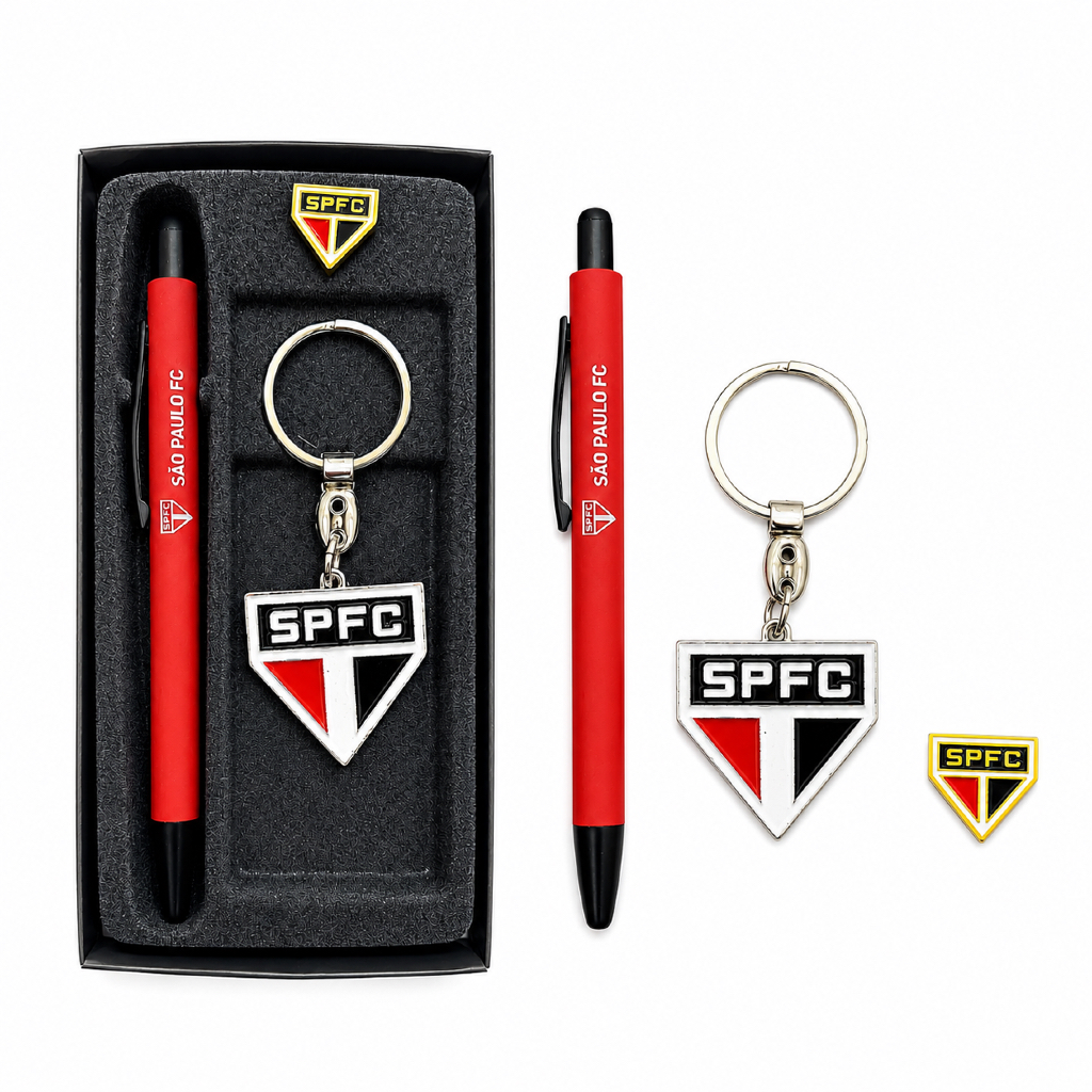 KIT BOTON , CHAVEIRO ESCUDO E CANETA OFICIAL - SÃO PAULO