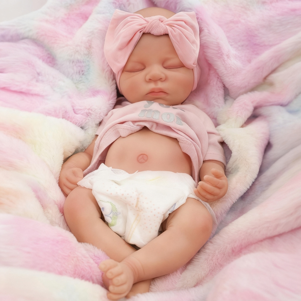 Boneca Bebê Reborn 48cm Silicone Sólido Menina Mary Olho fechado Pele Suave Brastoy