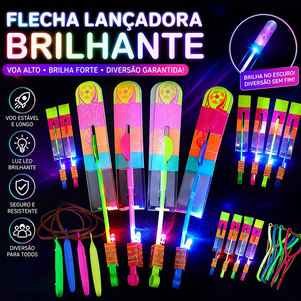 Kit 20/15/10/5 Brinquedo Avatar Voador De Led Com Estilingue Divertido Foguete Lançador Brilha