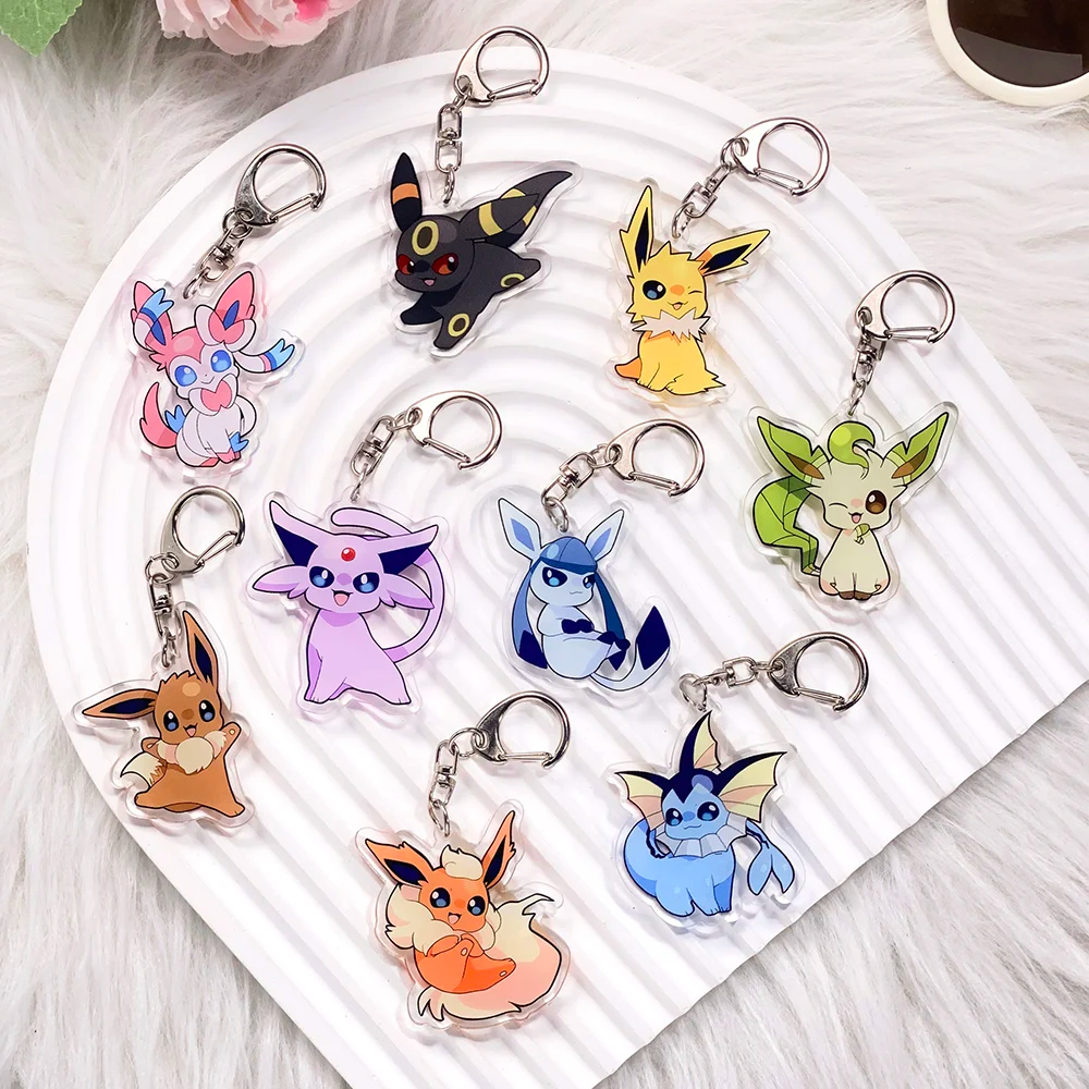 Chaveiros acrilicos Pokemon Evee Jolteon Flareon Glaceon Vaporeon Leafeon Espeon Umbreon Sylveon