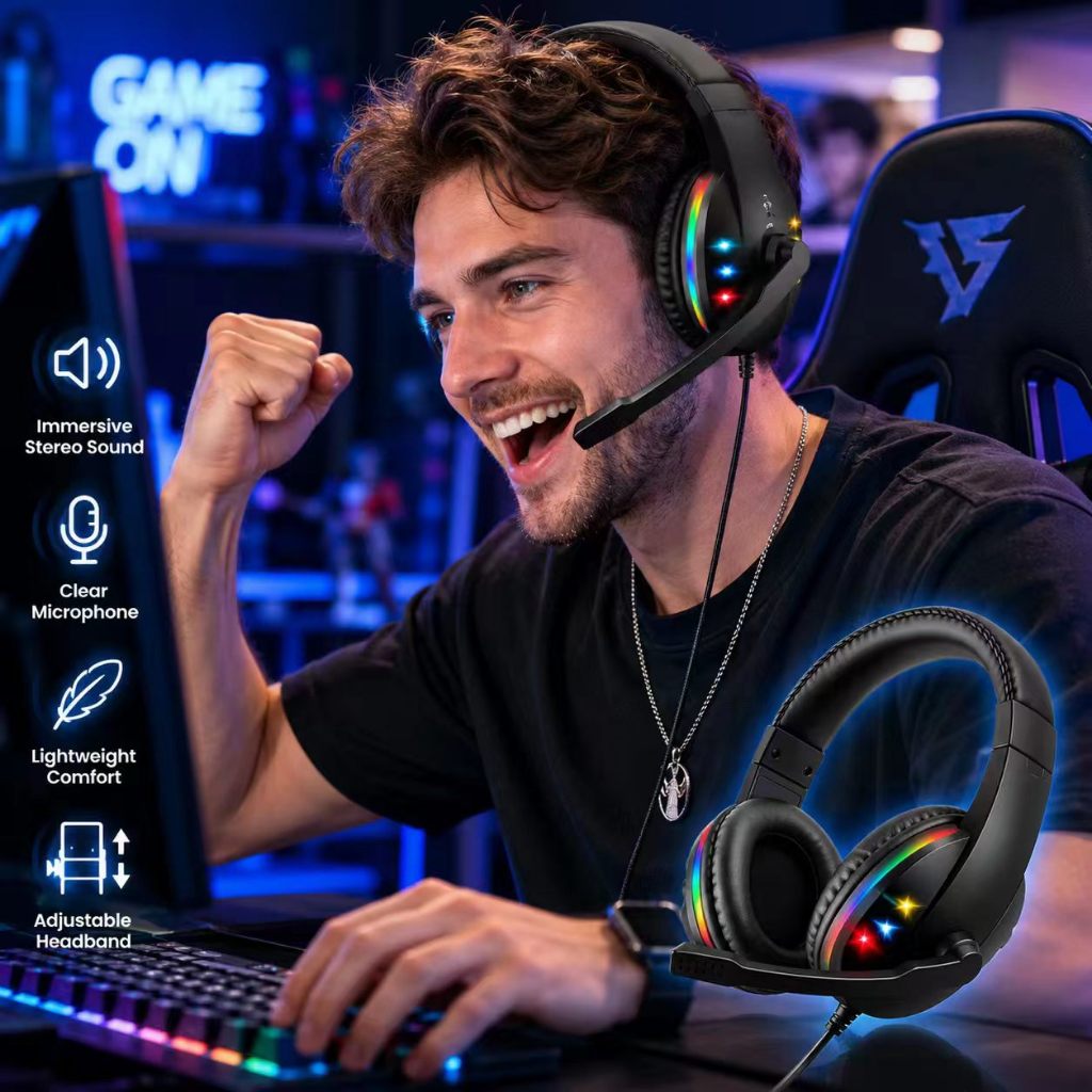 Headphone Gamer Over-Ear RGB Áudio Imersivo, Microfone, Conexão Usb/p2 Videogame — R$ 59,00 em Shopee, 40% OFF
