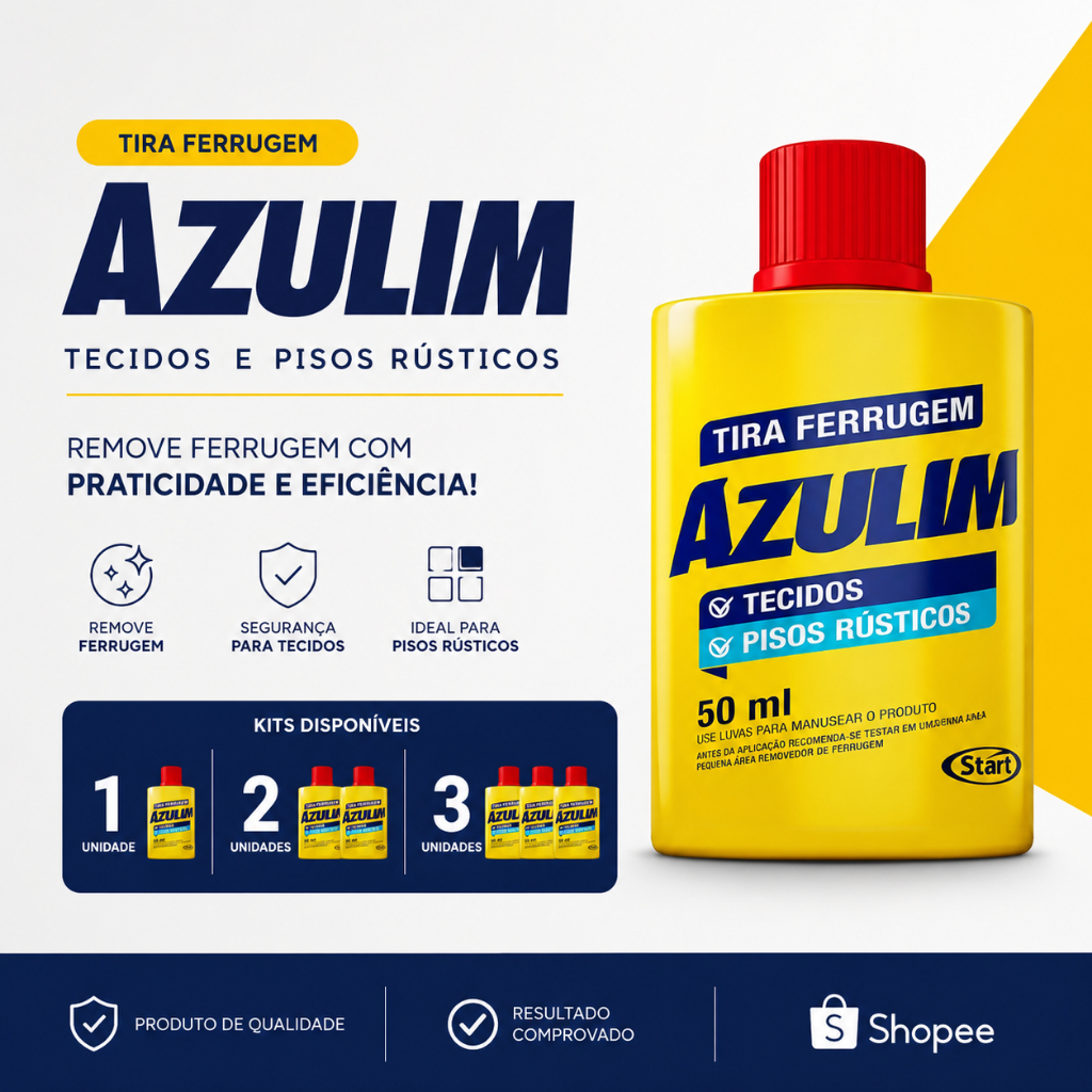 Azulim Tira Ferrugem - 50ml - Tecidos e pisos 1,2 ou 3 Unidades