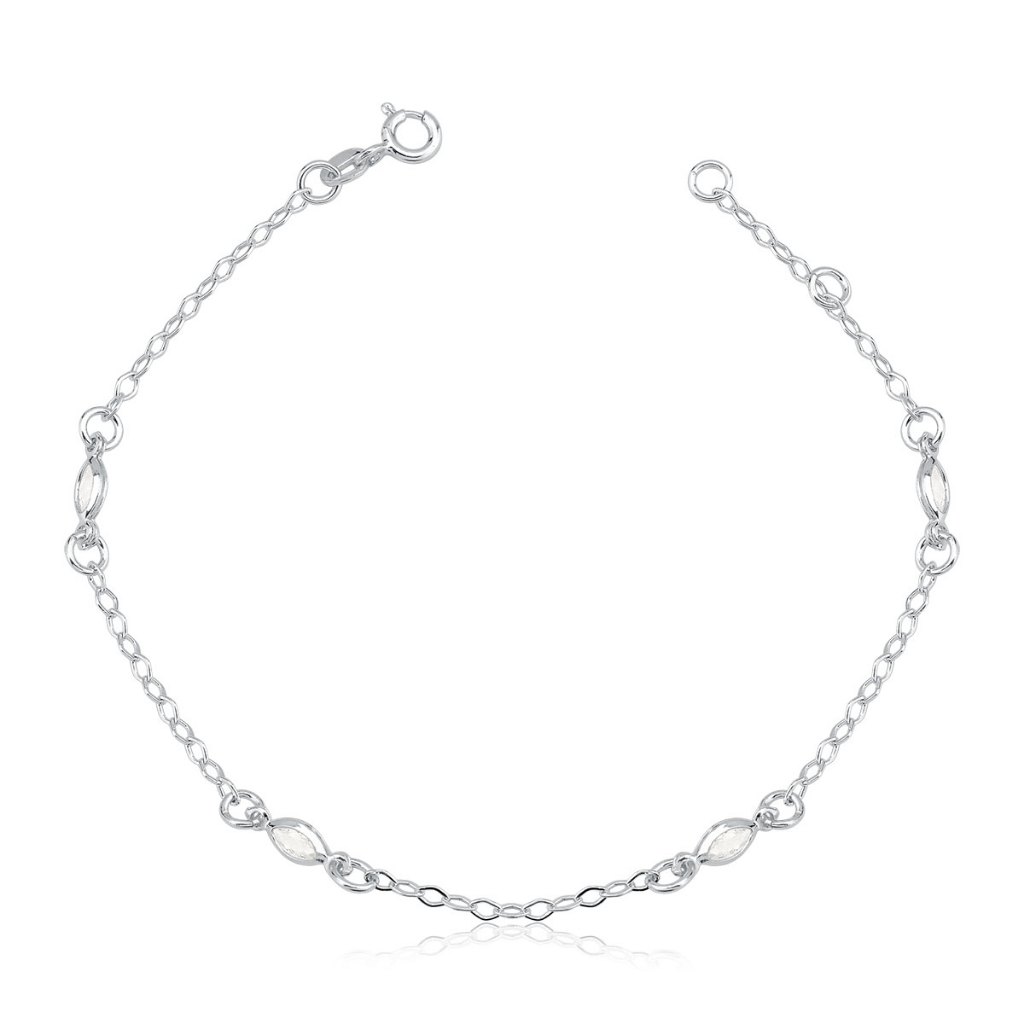 Pulseira Feminina de Prata 925 Oval com Zircônias