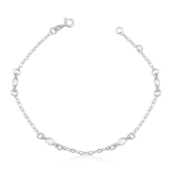 Pulseira Feminina de Prata 925 Oval com Zircônias