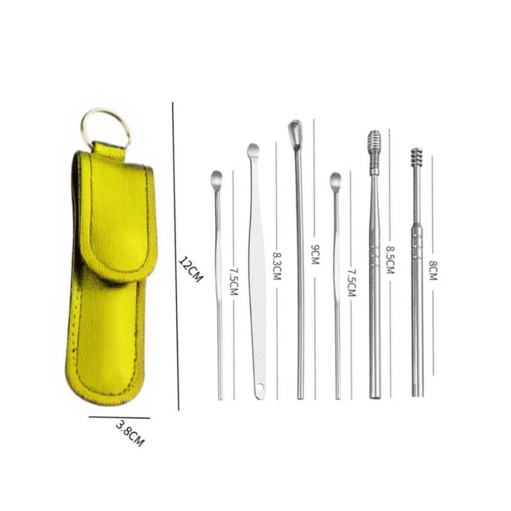 Kit Limpeza de Ouvido 6 peças / Limpador de Ouvido Espiral / Removedor de Cera / Tira Cera Aparelho