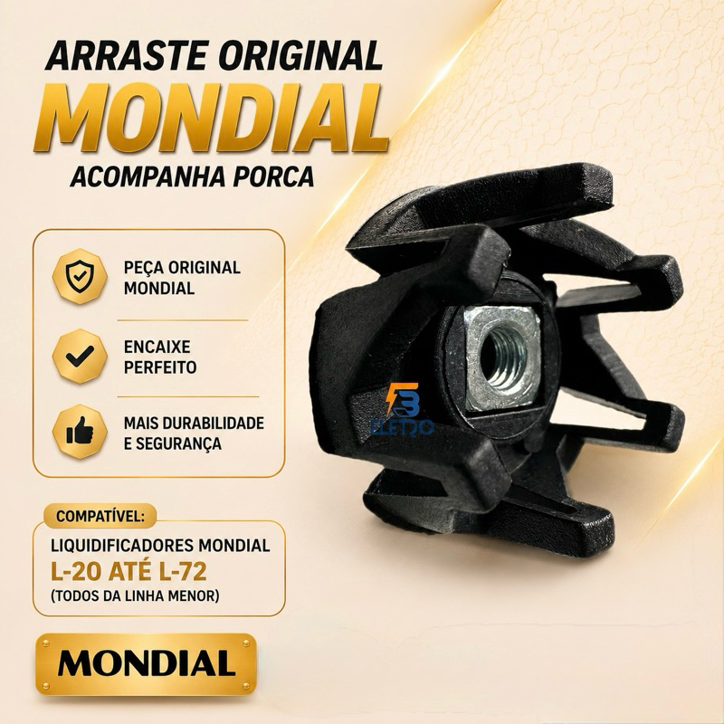Arraste do Copo Liquidificador Mondial Power Red L-77 / Power Black L-28 / Power L-20 L-22