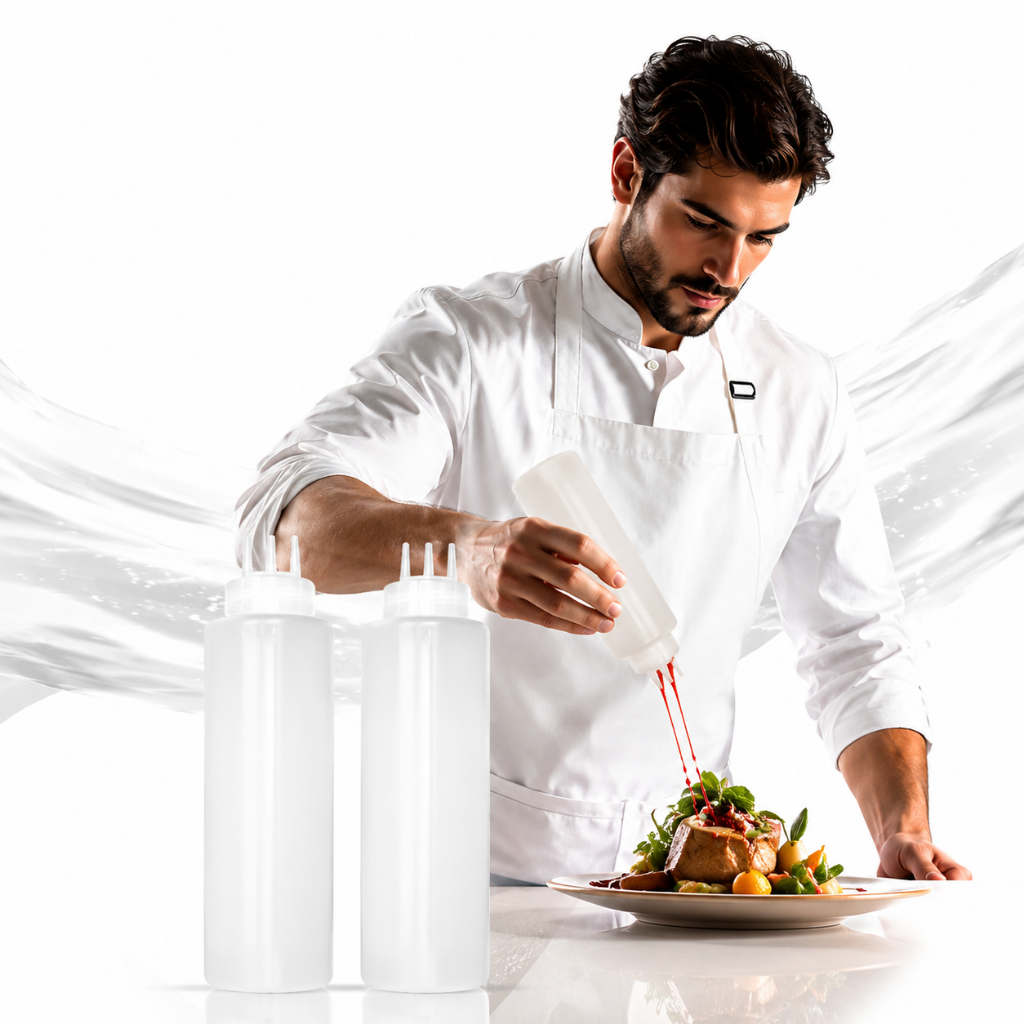 Kit 3 Bisnaga de Bico Triplo 3 Bicos Profissional Buffet 1 Litro  Graduada Confeiteiro Molhos Caldas Ketchup