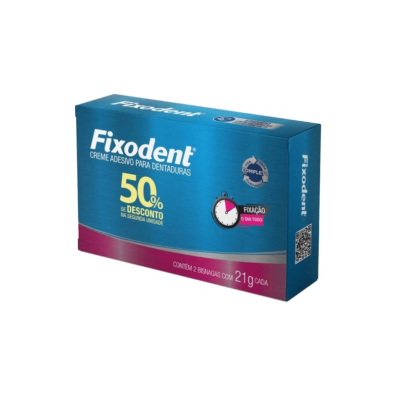 Kit Creme Adesivo Para Dentadura Fixodent Original 2 Unidades 21g Cada