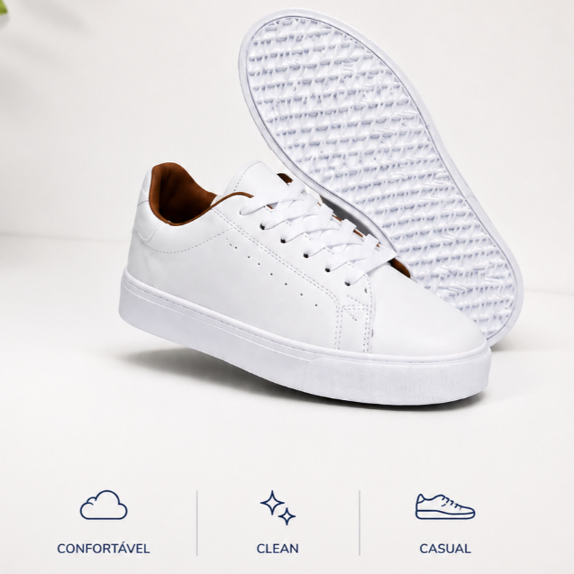 Tênis Feminino Casual Branco Confortável Leve Elegante Sapatênis Dia a Dia Trabalho Passeio