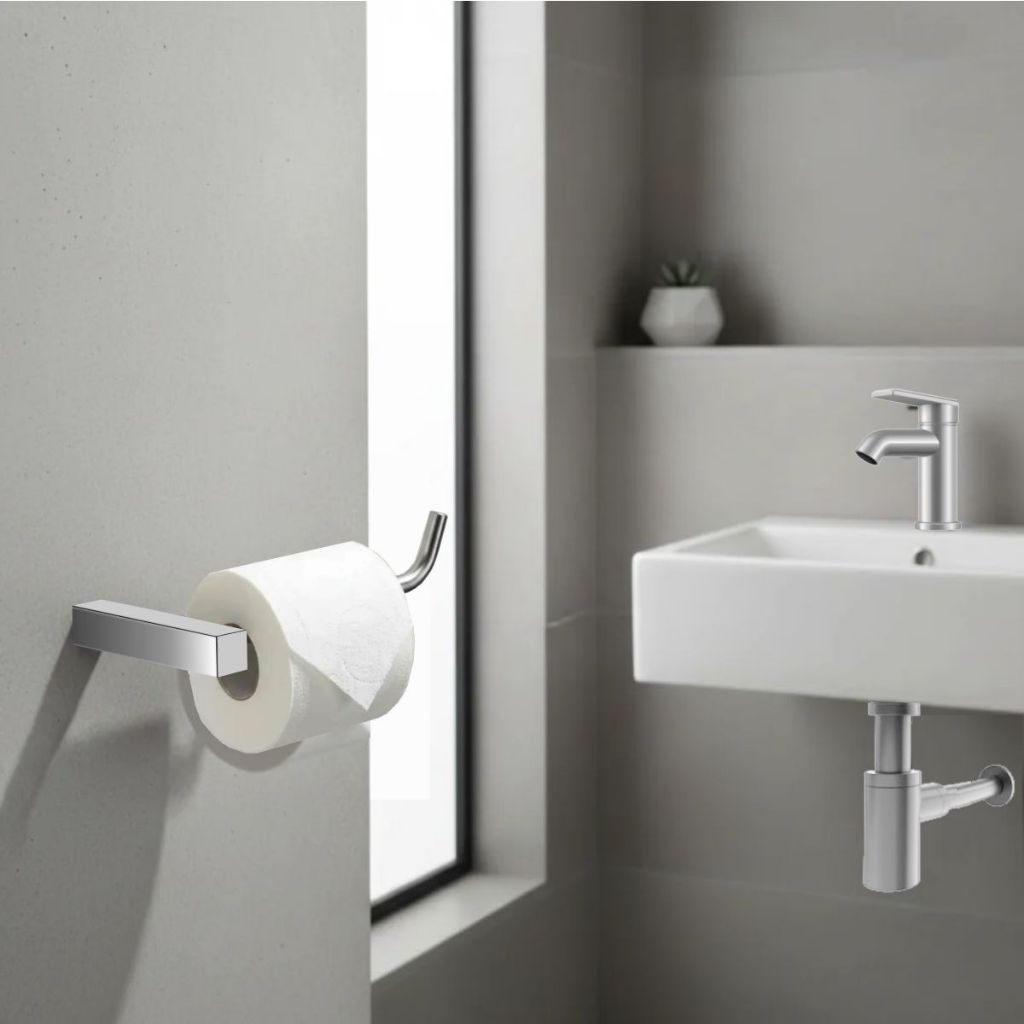 Grego Metal Porta Papel Higiênico Suporte Quadrado Papeleira Para Banheiro De Parede Troia
