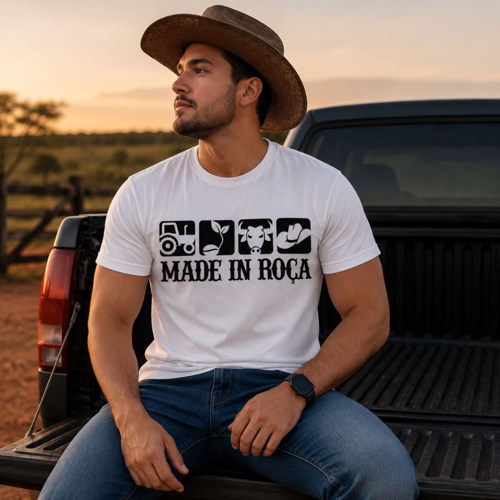 Camiseta Masculina Moda Country Agro Estampada Made In Roça Rodeio Cowboy Bruto  Lançamento Envio Imediato